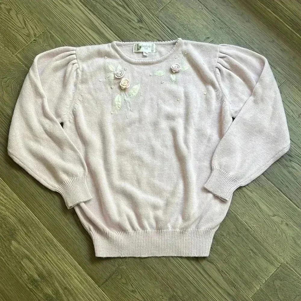 Barbra Sue | Lavender purple/blush pink vintage knit sweater